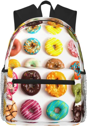 Different Flavors Of Doughnuts Print Comfortable Backpack Ideal For Travel, Outdoor And Everyday Use, Unisex