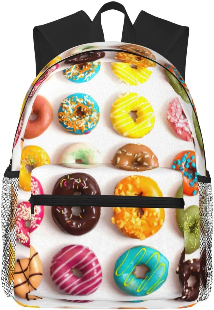 Different Flavors Of Doughnuts Print Comfortable Backpack Ideal For Travel, Outdoor And Everyday Use, Unisex