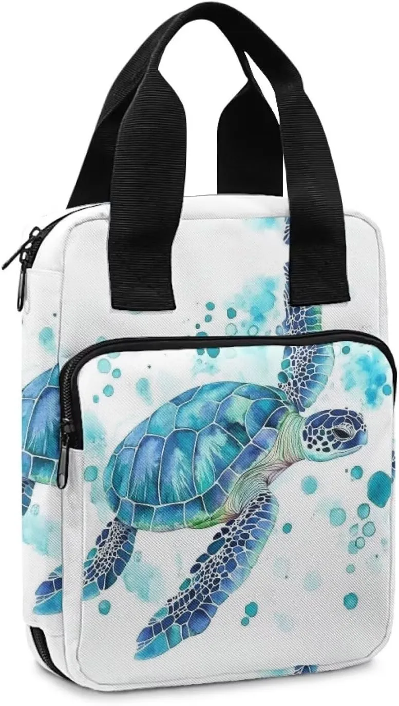Dolyues Blue Turtle Bible Cover for Women - Large Bible Bag with Portable Handle, Cute Protective Case for Church and Travel