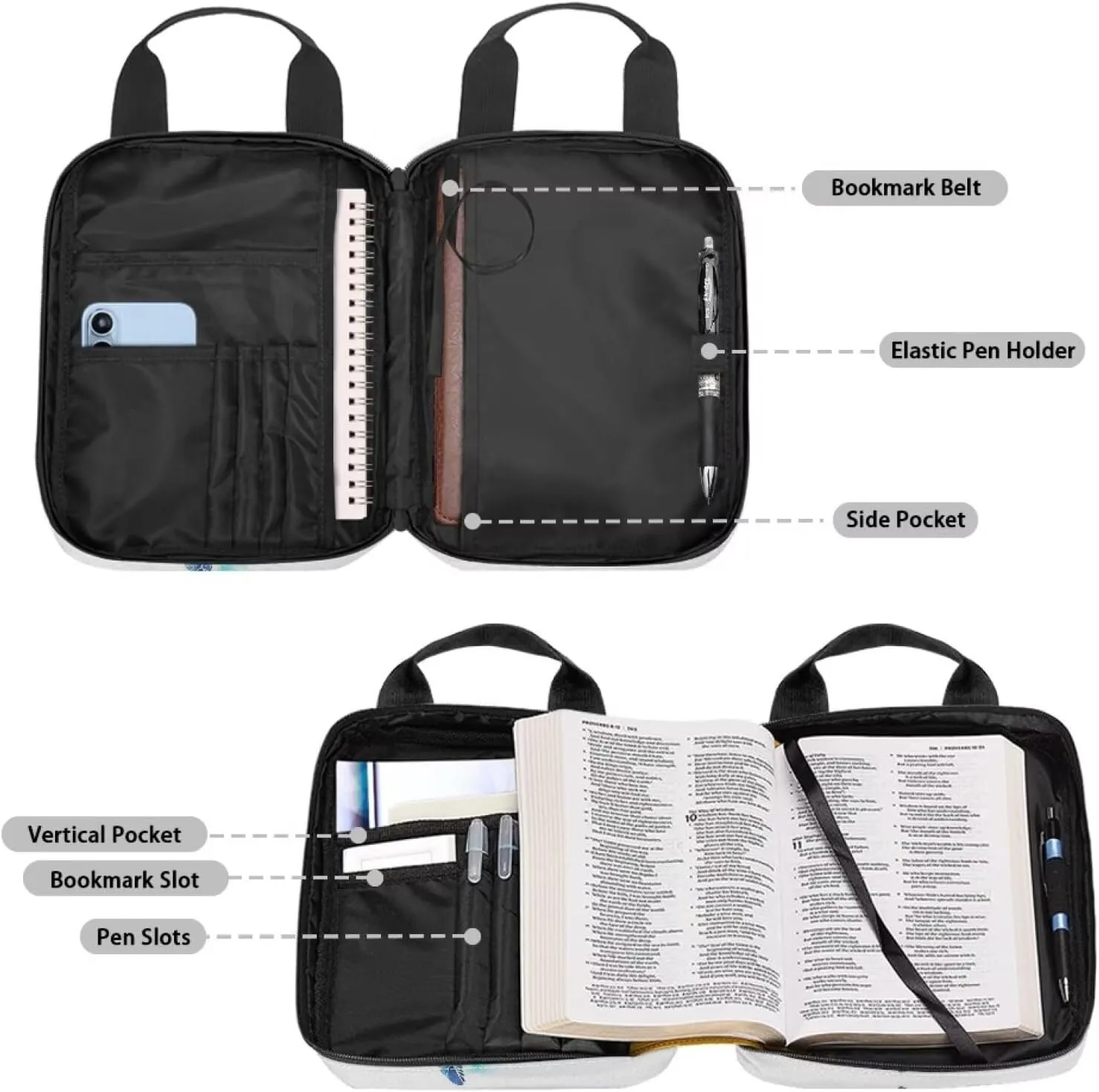 Dolyues Blue Turtle Bible Cover for Women - Large Bible Bag with Portable Handle, Cute Protective Case for Church and Travel