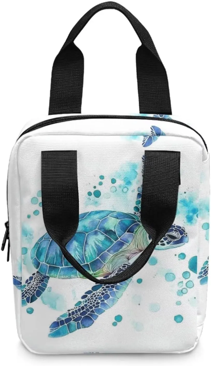 Dolyues Blue Turtle Bible Cover for Women - Large Bible Bag with Portable Handle, Cute Protective Case for Church and Travel