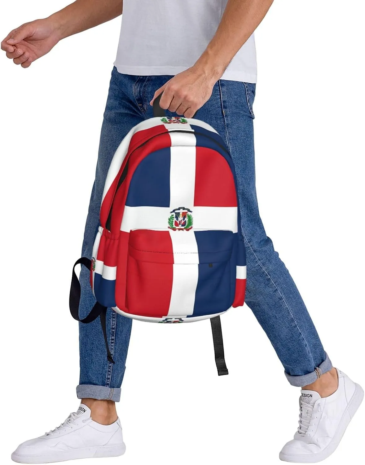 Dominican Flag Large Travel Backpack Casual Backpacks Laptop Daypack Working Rucksack Lightweight Back Pack Sports Bag with Adjustable Shoulder Strap