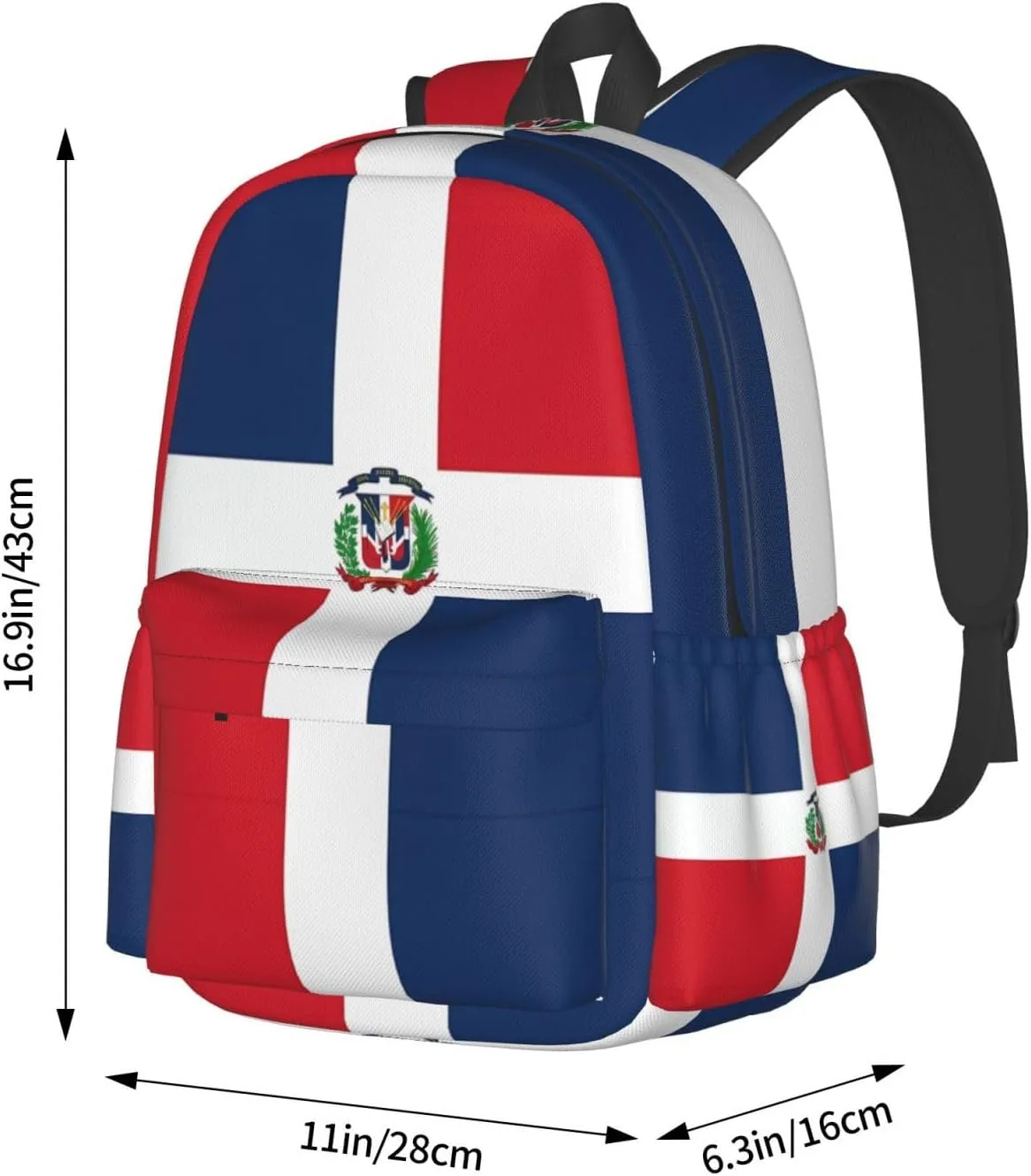 Dominican Flag Large Travel Backpack Casual Backpacks Laptop Daypack Working Rucksack Lightweight Back Pack Sports Bag with Adjustable Shoulder Strap