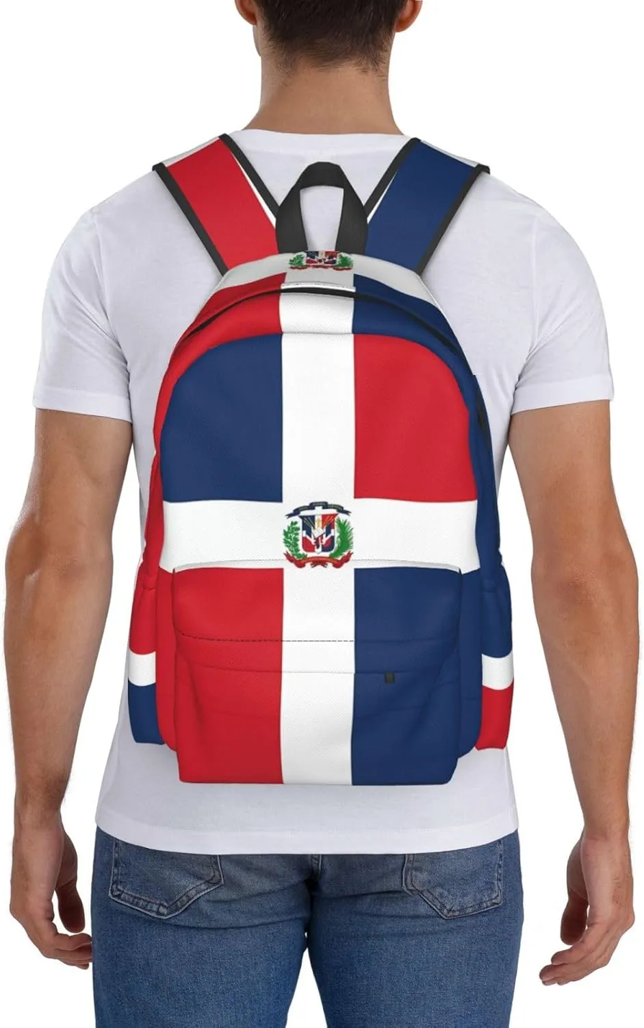 Dominican Flag Large Travel Backpack Casual Backpacks Laptop Daypack Working Rucksack Lightweight Back Pack Sports Bag with Adjustable Shoulder Strap