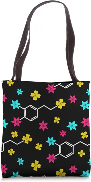 Dopamine Molecules Floral Feminine Pattern Tote Bag