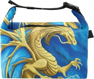 Dragon Pterosaur Water Blue Lunch Bag for Women Lunchbag with Shoulder Strap Lunchbox for Work Adult Funny Cute Insulated Bag for Work