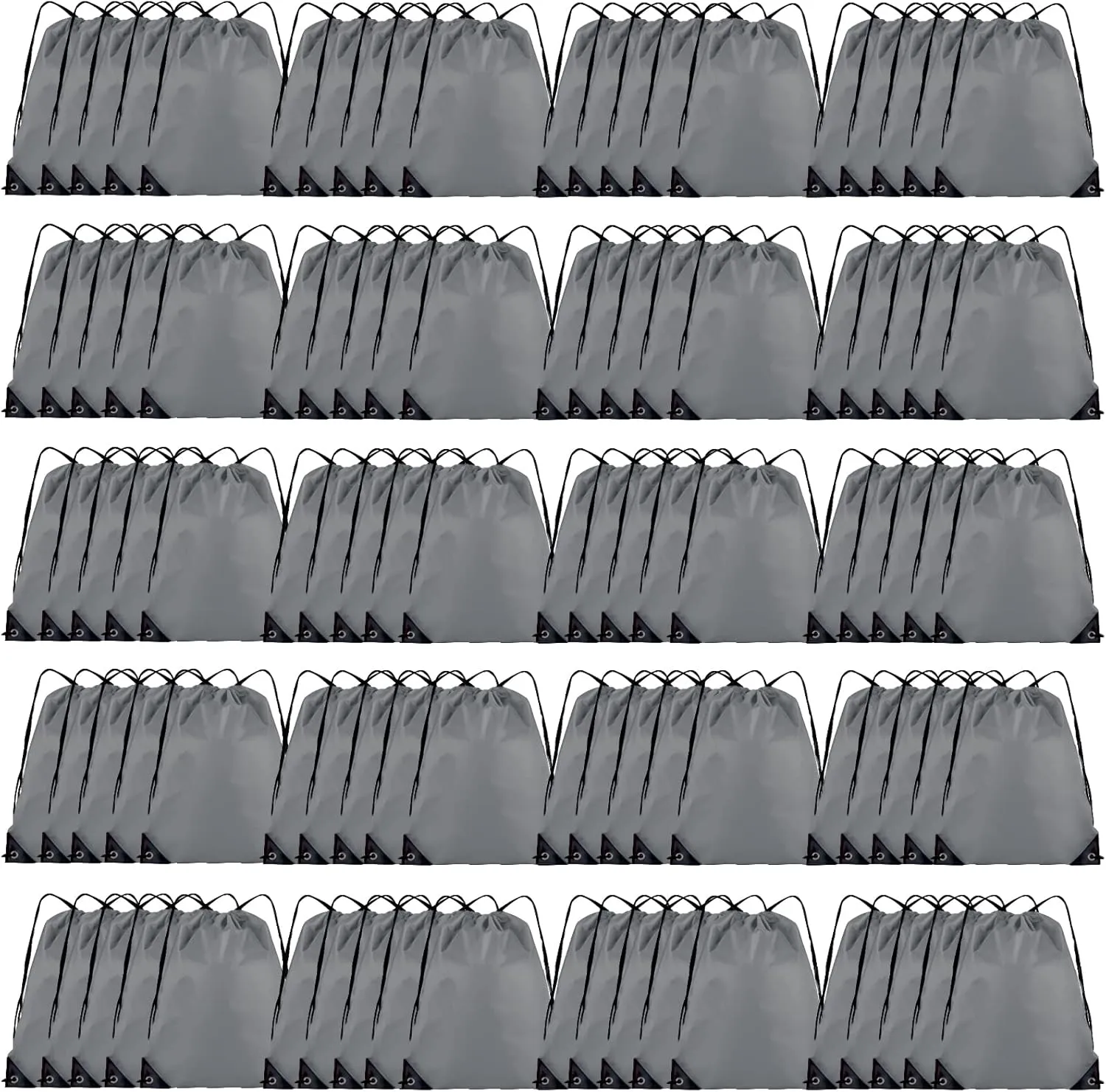 Drawstring Backpack Bulk 100Pcs Cinch Bag, Polyester Drawstring Bags for Gym Beach Sports Short Trip Party (Grey)