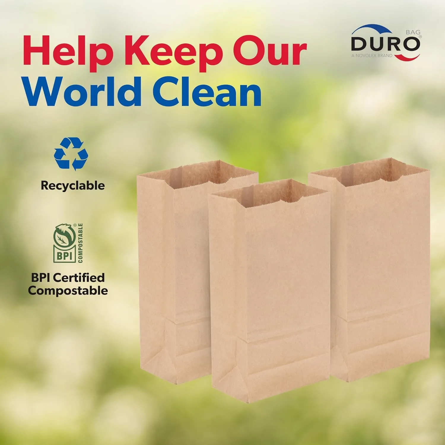 DURO 12# Dubl Life SOS Paper Bag 100 Count-Heavy Duty Paper Bags 35# Recycled Brown Kraft for Bagels, Deli & Restaurant Takeout/Delivery