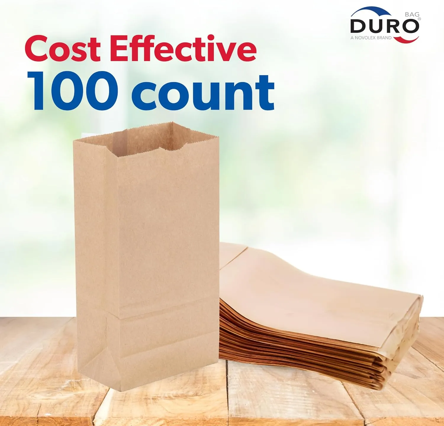 DURO 12# Dubl Life SOS Paper Bag 100 Count-Heavy Duty Paper Bags 35# Recycled Brown Kraft for Bagels, Deli & Restaurant Takeout/Delivery