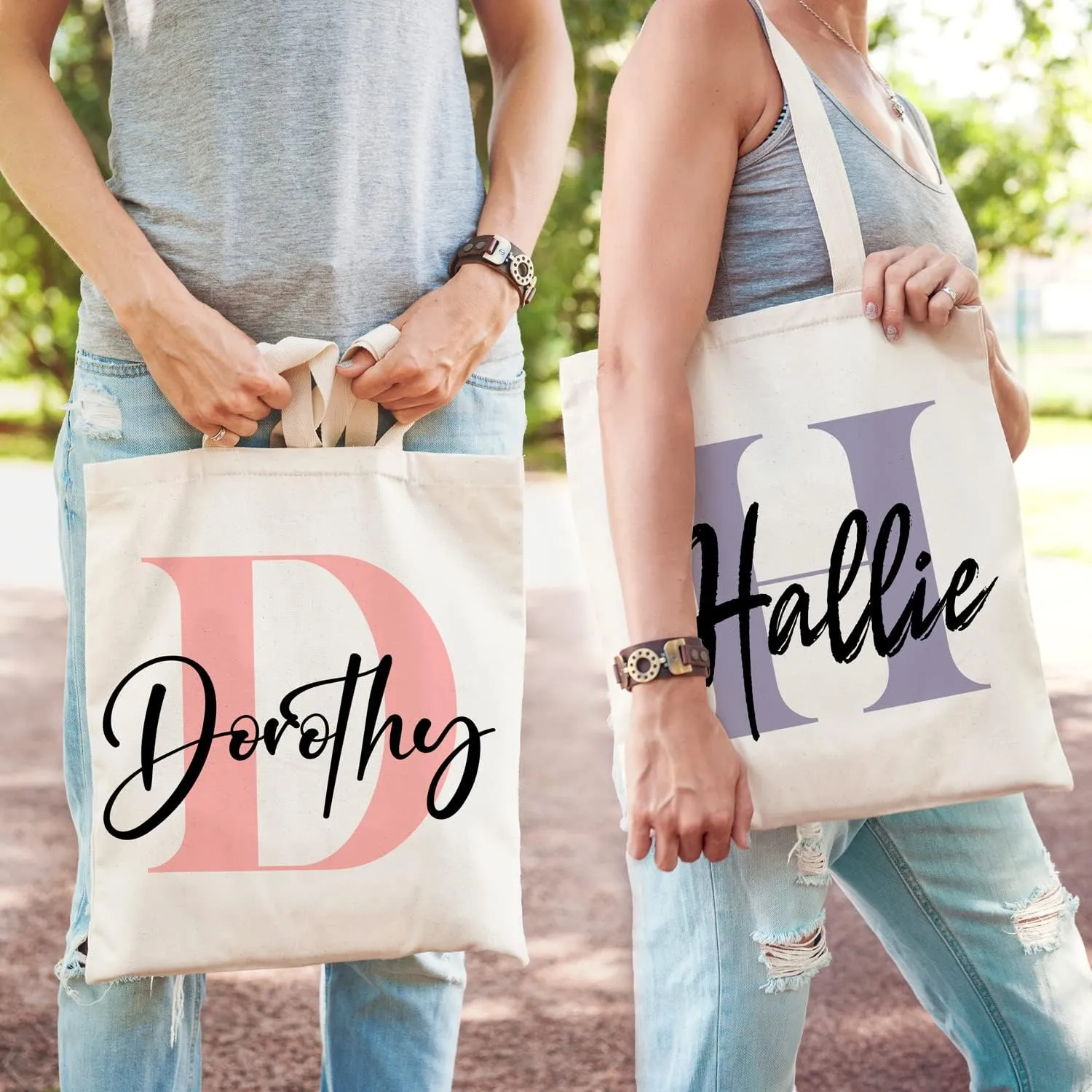 Easycosy Personalized Tote Bag Canvas Tote Bag with Picture Text Customized Reusable Grocery Bag Floral Gifts Bag for Women
