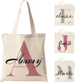 Easycosy Personalized Tote Bag Canvas Tote Bag with Picture Text Customized Reusable Grocery Bag Floral Gifts Bag for Women