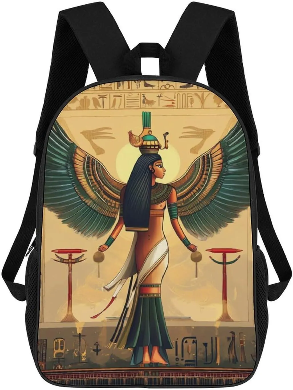 Egypt Old Egyptian Wings Tribal 17 Inch Shoulder Backpack Fashion Laptop Bag Travel Daypack for Camping Hiking