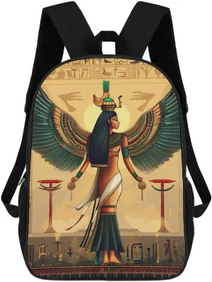 Egypt Old Egyptian Wings Tribal 17 Inch Shoulder Backpack Fashion Laptop Bag Travel Daypack for Camping Hiking