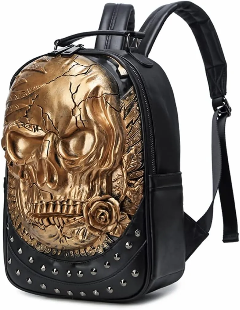 Embossed 3D Travel Backpacks Women Men PU Leather Small Backpack Knapsack Daypack