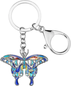 Enamel Alloy Butterfly Keychain Charms Butterfly Gifts for Women Girls Insect Jewelry Car Keys Bag Purse Accessories