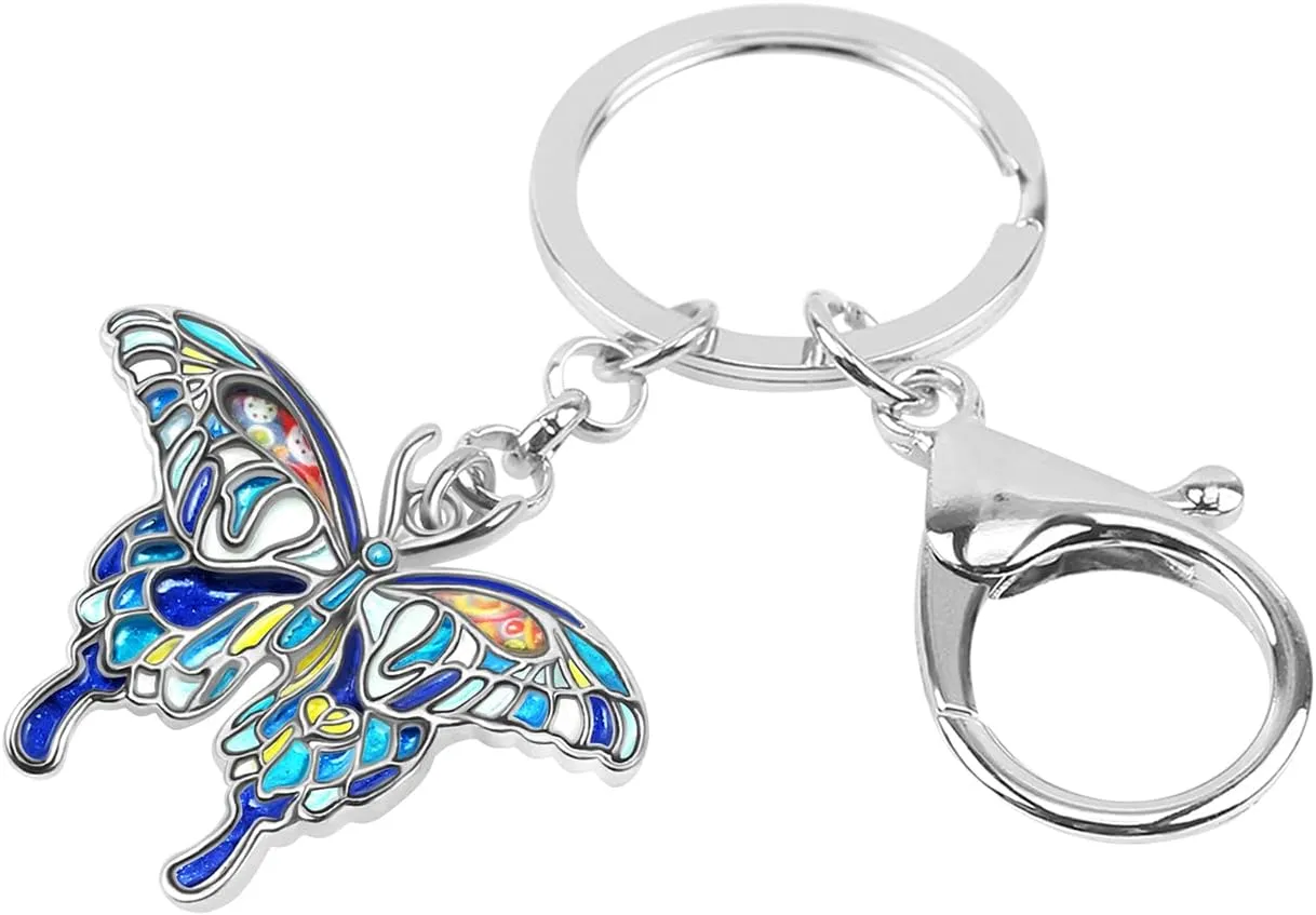 Enamel Alloy Butterfly Keychain Charms Butterfly Gifts for Women Girls Insect Jewelry Car Keys Bag Purse Accessories