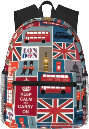 England Symbols Print Comfortable Backpack Ideal For Travel, Outdoor And Everyday Use, Unisex