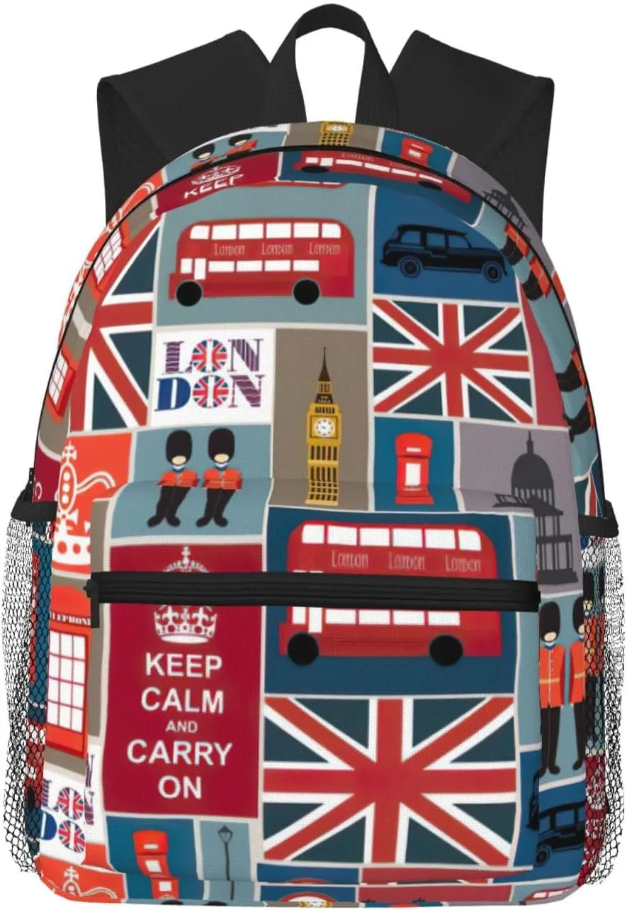 England Symbols Print Comfortable Backpack Ideal For Travel, Outdoor And Everyday Use, Unisex