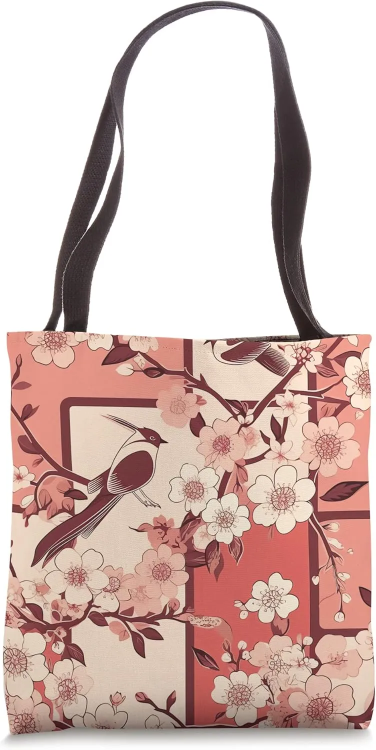 Enigmatic Charm Mysterious Japanese Cherry Blossom Design Tote Bag