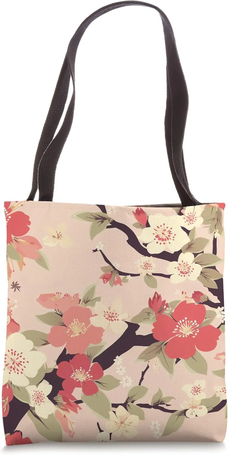 Enigmatic Floral Delight Mysterious Japanese Blossom Design Tote Bag