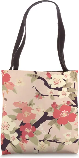 Enigmatic Floral Delight Mysterious Japanese Blossom Design Tote Bag