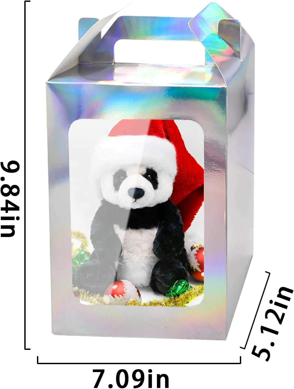 Enorteen 12-Piece Iridescent Gift Bags with Transparent Windows: Holographic Silver, Ideal for Bridal Showers and Festivals