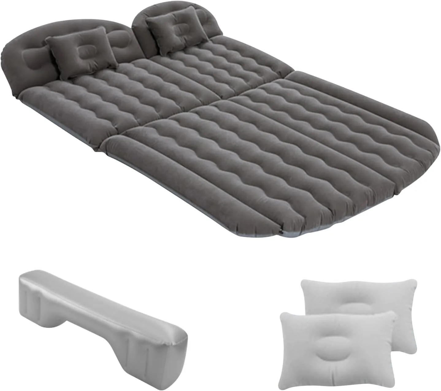 Ergocar Inflatable Mattress Soft Plant Velvet Thickened Air Mattress Car Sleeping Mattress Two Pillows Double-Layer Inflatable Valve Storage Bag Suitable for Camping, Traveling, Family