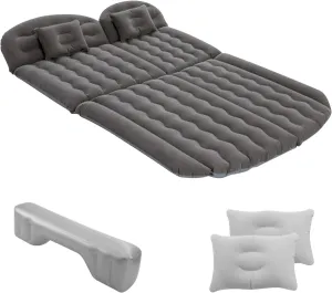 Ergocar Inflatable Mattress Soft Plant Velvet Thickened Air Mattress Car Sleeping Mattress Two Pillows Double-Layer Inflatable Valve Storage Bag Suitable for Camping, Traveling, Family