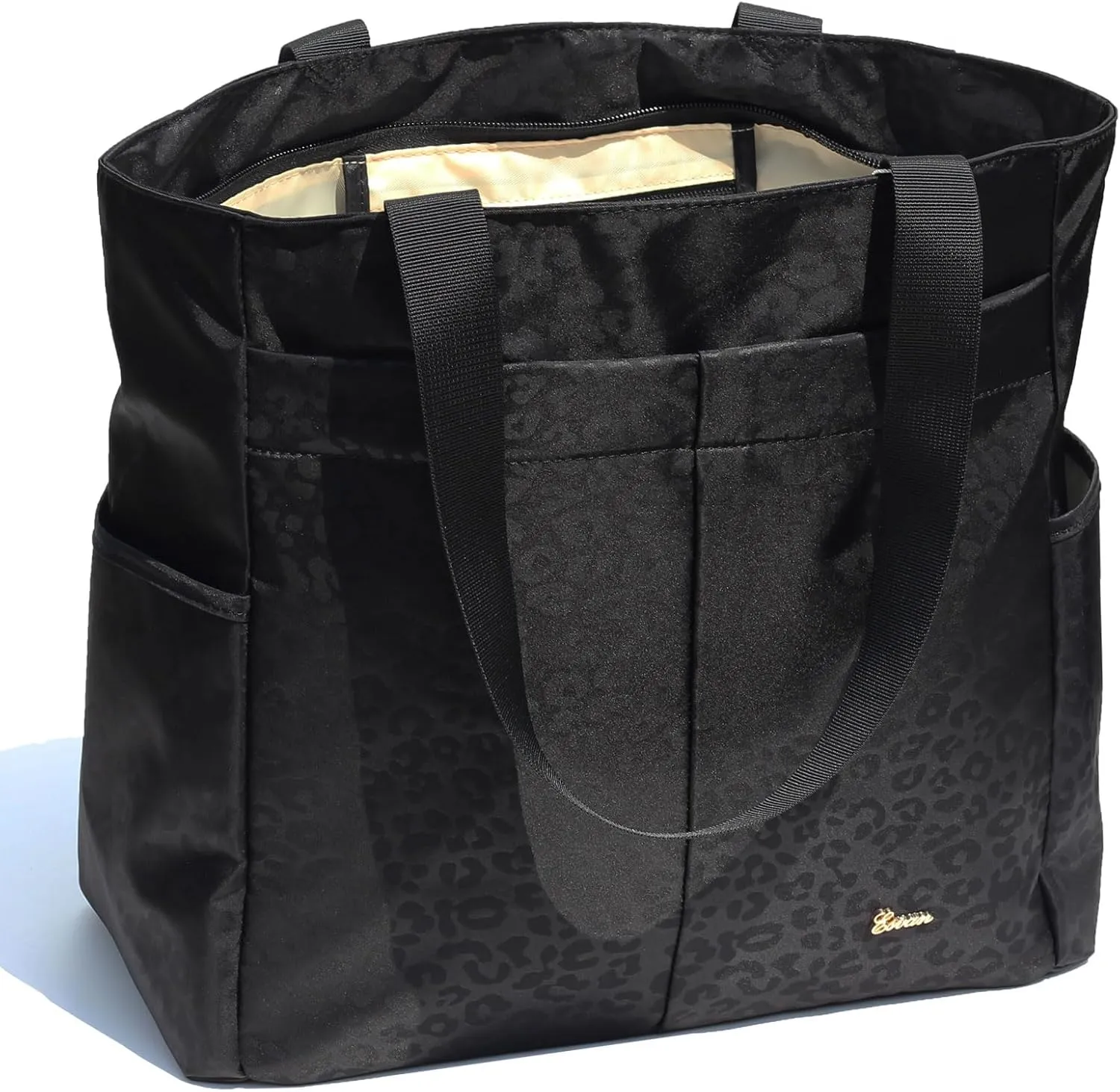 ESVAN Original Floral Tote Bag Large Shoulder Bag with Multi Pockets for Gym Travel Beach Daily Bags