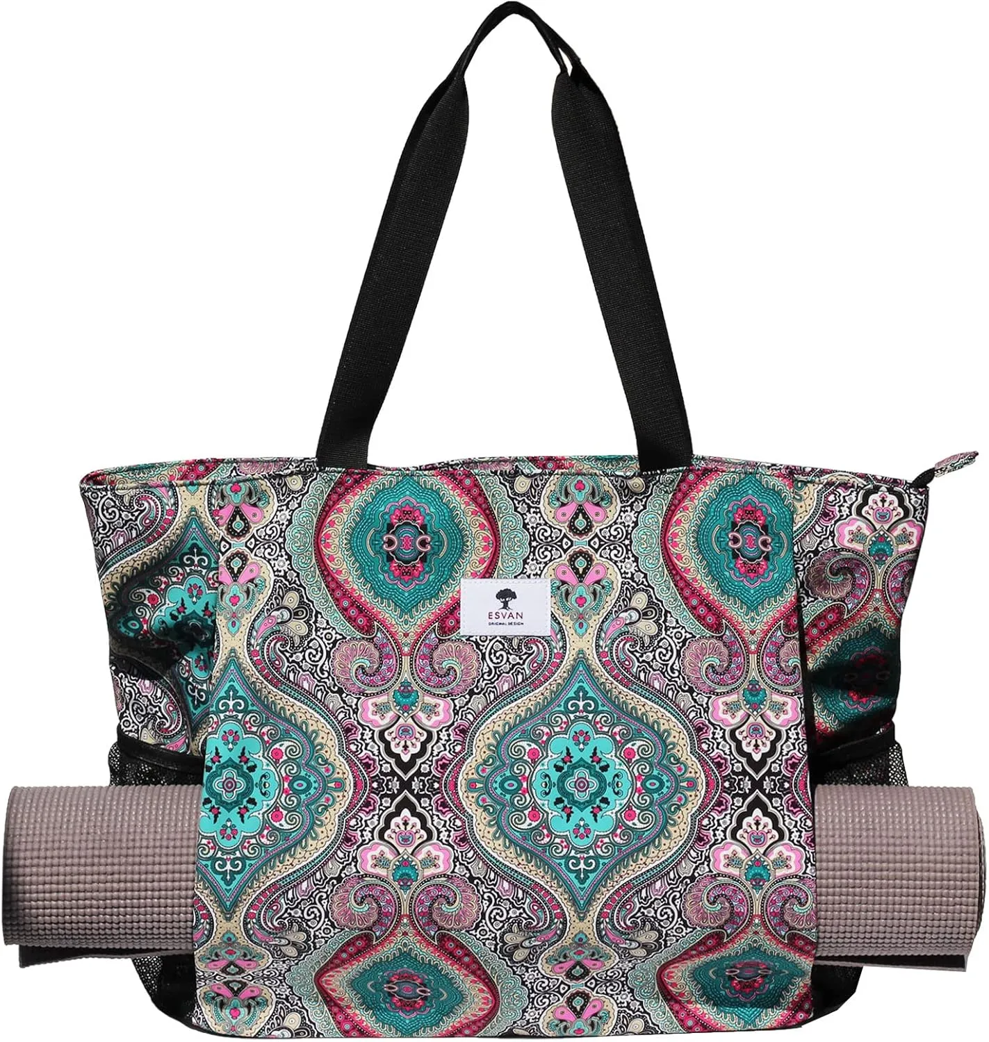 ESVAN Yoga Mat Bag Yoga Tote Carrier Shoulder Bag Carryall Tote for Office,Yoga,Pilates,Travel,Beach and Gym