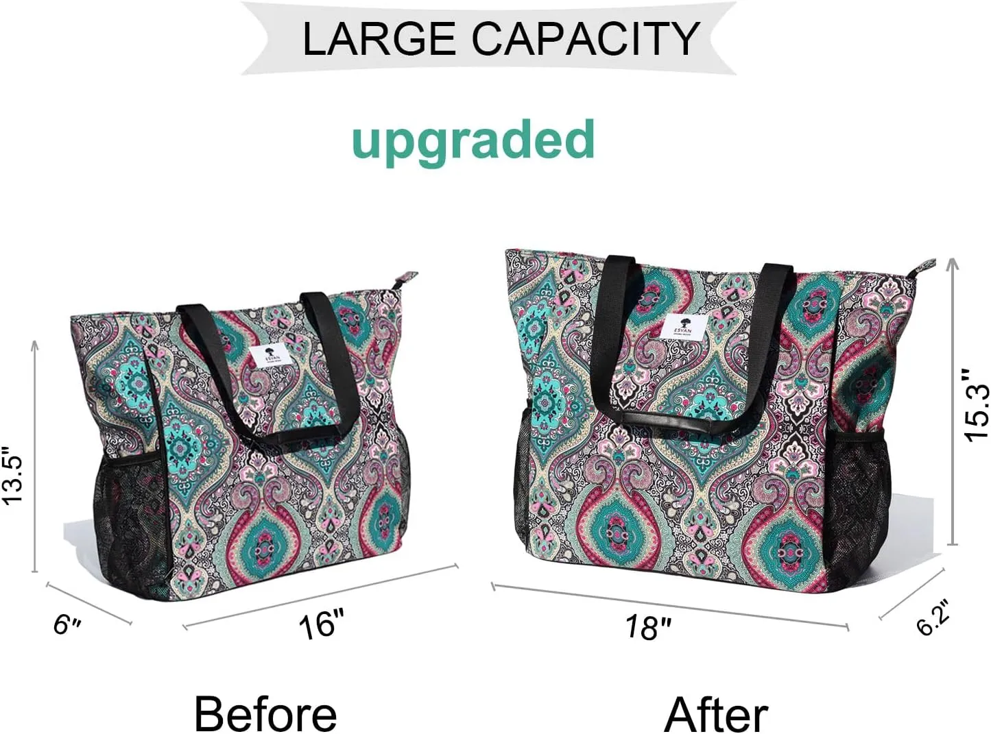 ESVAN Yoga Mat Bag Yoga Tote Carrier Shoulder Bag Carryall Tote for Office,Yoga,Pilates,Travel,Beach and Gym