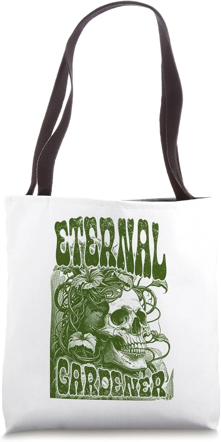Eternal Gardener Vintage Gothic Gardening Skull Plants Tote Bag
