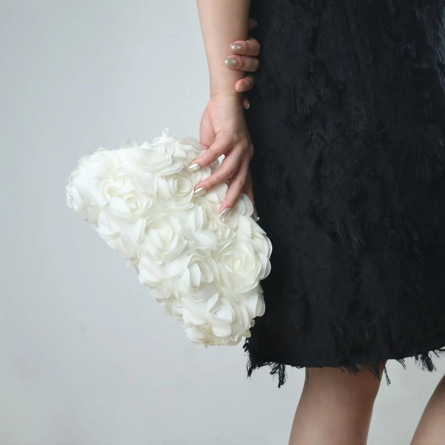 Evening Bag for Women, 3D Flower Wedding Evening Handbags Bride Floral Clutch Purse