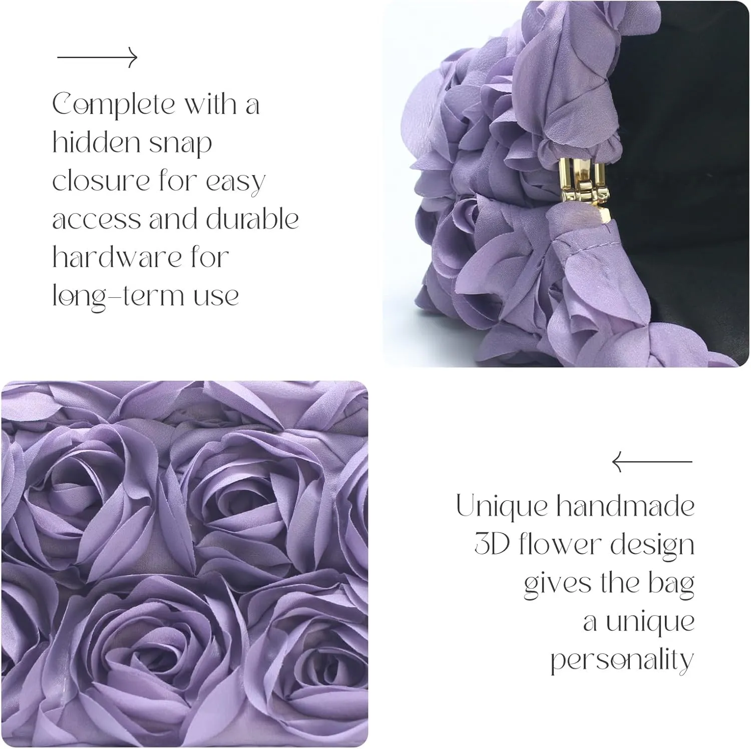 Evening Bag for Women, 3D Flower Wedding Evening Handbags Bride Floral Clutch Purse