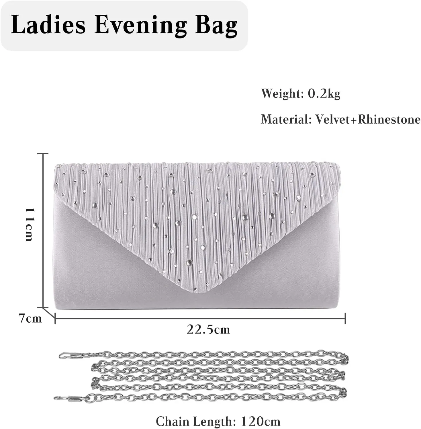 Evening Bag for Women Rhinestone Clutch Bag Envelope Handbag Bridal Wedding Purse Elegant Shoulder Bag