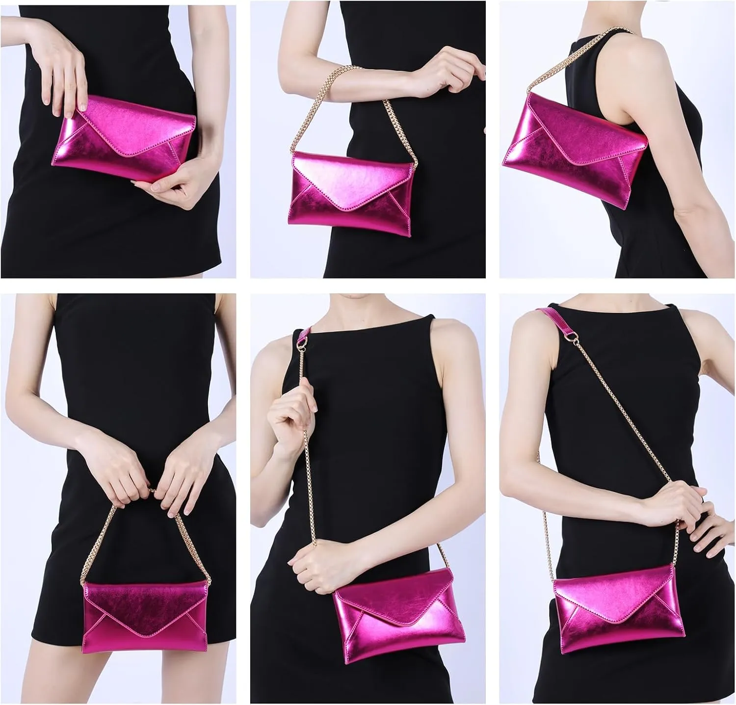Evening Clutch Purse for Women Small Envelope Crossbody Bag Shiny Shoulder Handbag for Wedding Prom Party Date