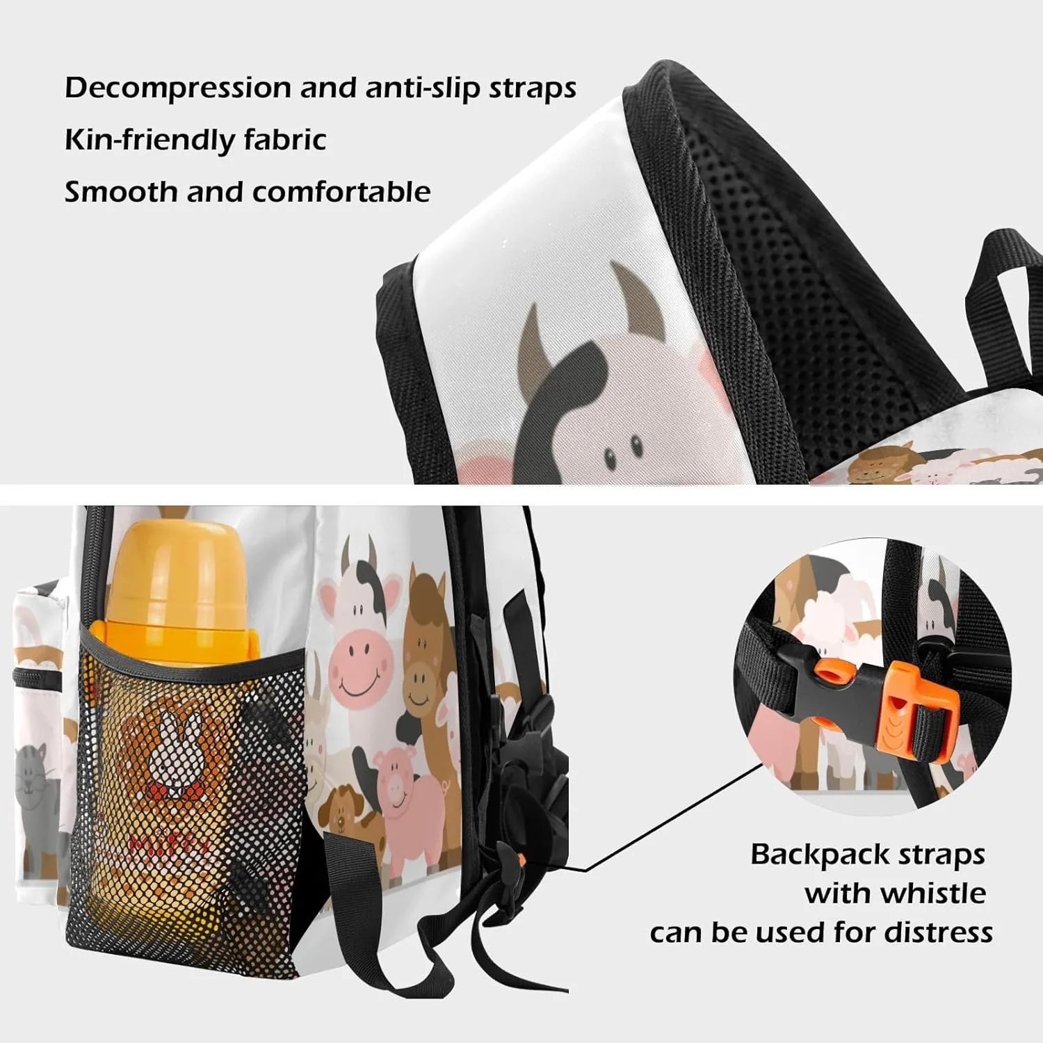 Farm Cow Sheep Horse Personalized Kids Toddler Backpack for Boys Girls,Custom School Kindergarten Travel Bookbag