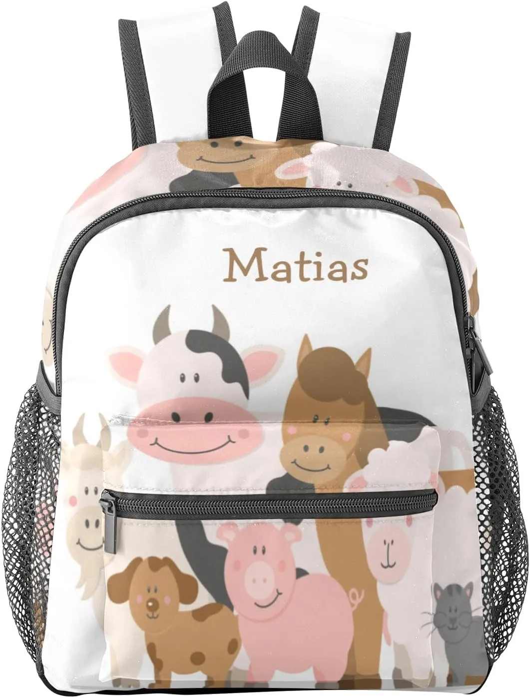 Farm Cow Sheep Horse Personalized Kids Toddler Backpack for Boys Girls,Custom School Kindergarten Travel Bookbag