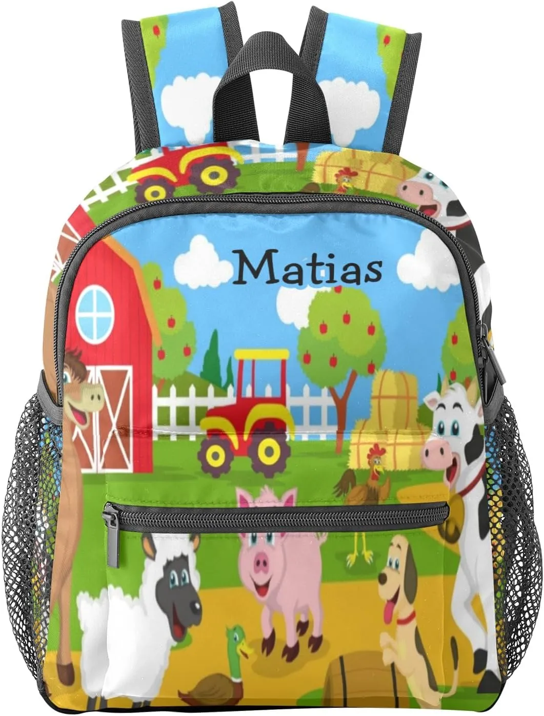 Farm House Animals Personalized Kids Toddler Backpack for Boys Girls,Custom School Kindergarten Travel Bookbag