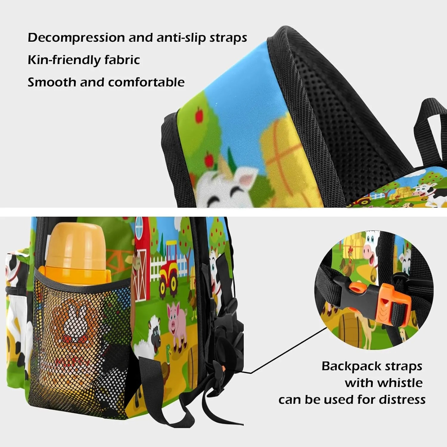 Farm House Animals Personalized Kids Toddler Backpack for Boys Girls,Custom School Kindergarten Travel Bookbag