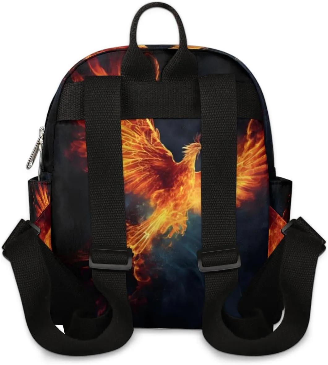 Fire Phoenix Mini Backpack Purse for Women Lightweight Shoulder Bag Women Shopping Backpack Small Backpacks Purse