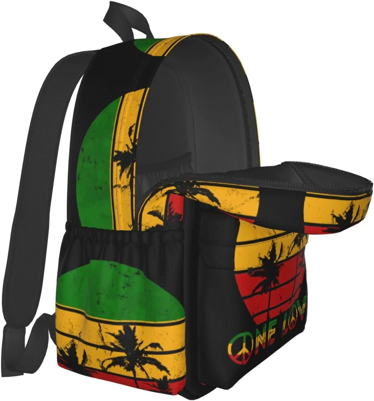 Fist One Loves Rasta Reggae Jamaica Roots Casual Backpacks Large Travel Backpack Laptop Rucksack Sports Daypack Adjustable Strap Bag for Camping Hiking