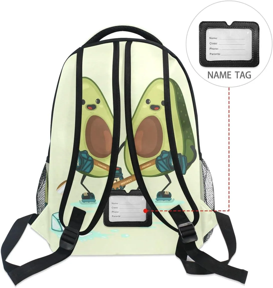 Fisyme Avocado Hockey Backpack Laptop Bag Daypack Travel Hiking School Backpacks for Men Women Kids Girls Boys