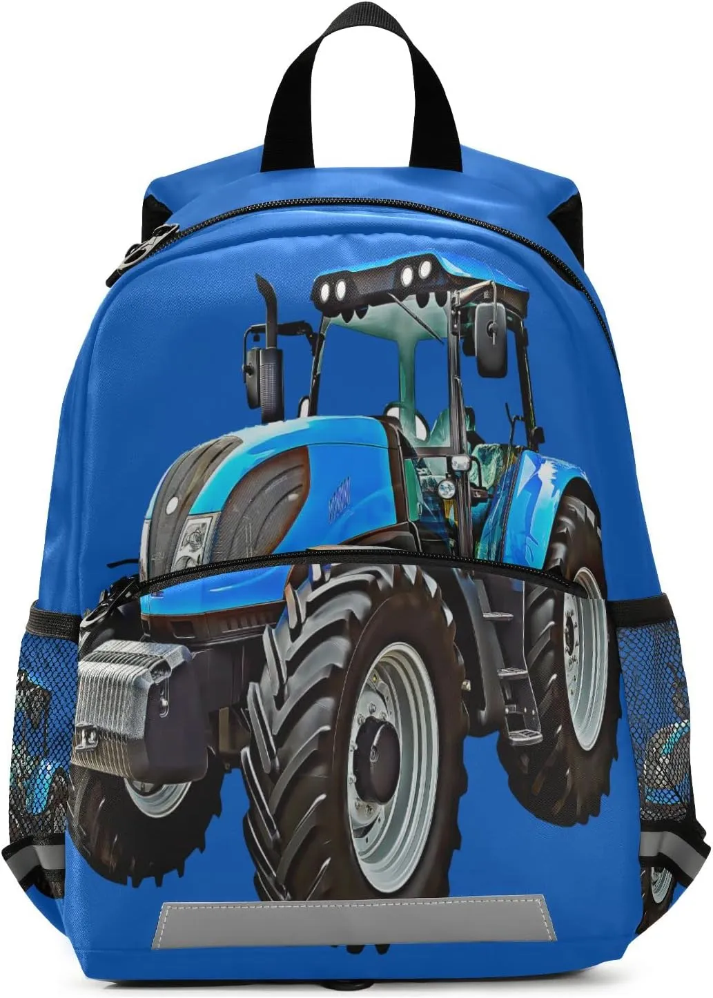 Fisyme Blue Tractor Backpack Schoolbag Kids Daypack Toddler Travel School Bag Small Mini Backpacks for Kindergarten Preschool Nursery Children Boys Girls with Chest Strap