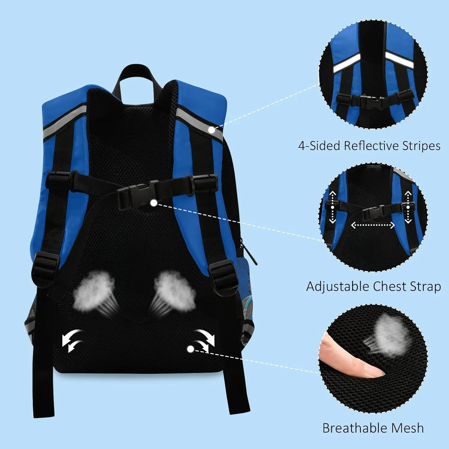 Fisyme Blue Tractor Backpack Schoolbag Kids Daypack Toddler Travel School Bag Small Mini Backpacks for Kindergarten Preschool Nursery Children Boys Girls with Chest Strap