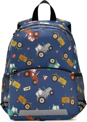 Fisyme Farm Tractors Backpack Schoolbag Kids Daypack Toddler Travel School Bag Small Mini Backpacks for Kindergarten Preschool Nursery Boys Girls