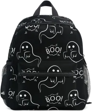 Fisyme Toddler Backpack Halloween Boo Ghost School Bag Kids Backpacks for Kindergarten Preschool Nursery Girls Boys, S