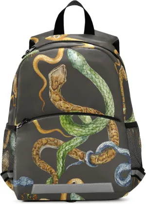 Fisyme Tropical Snakes Backpack Schoolbag Kids Daypack Toddler Travel School Bag Small Mini Backpacks for Kindergarten Preschool Nursery Boys Girls