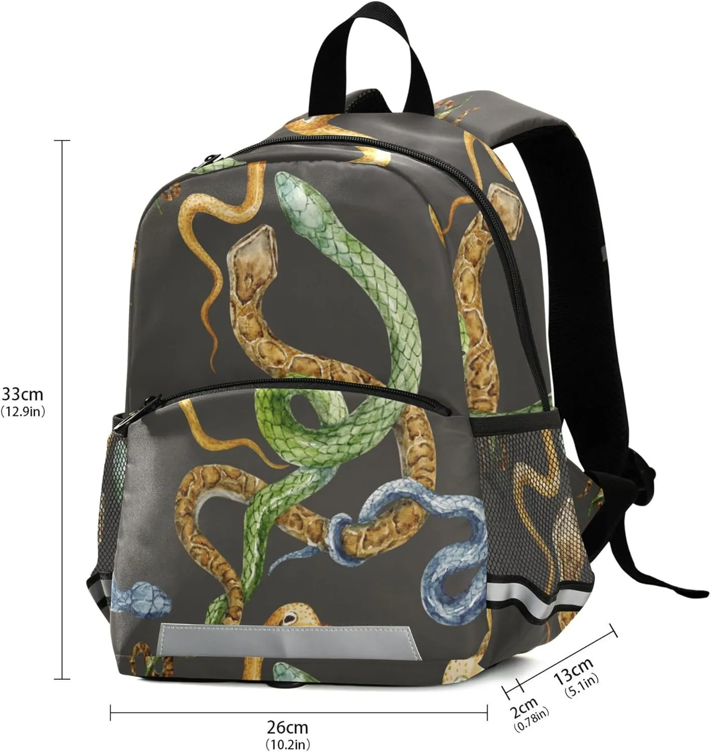 Fisyme Tropical Snakes Backpack Schoolbag Kids Daypack Toddler Travel School Bag Small Mini Backpacks for Kindergarten Preschool Nursery Boys Girls