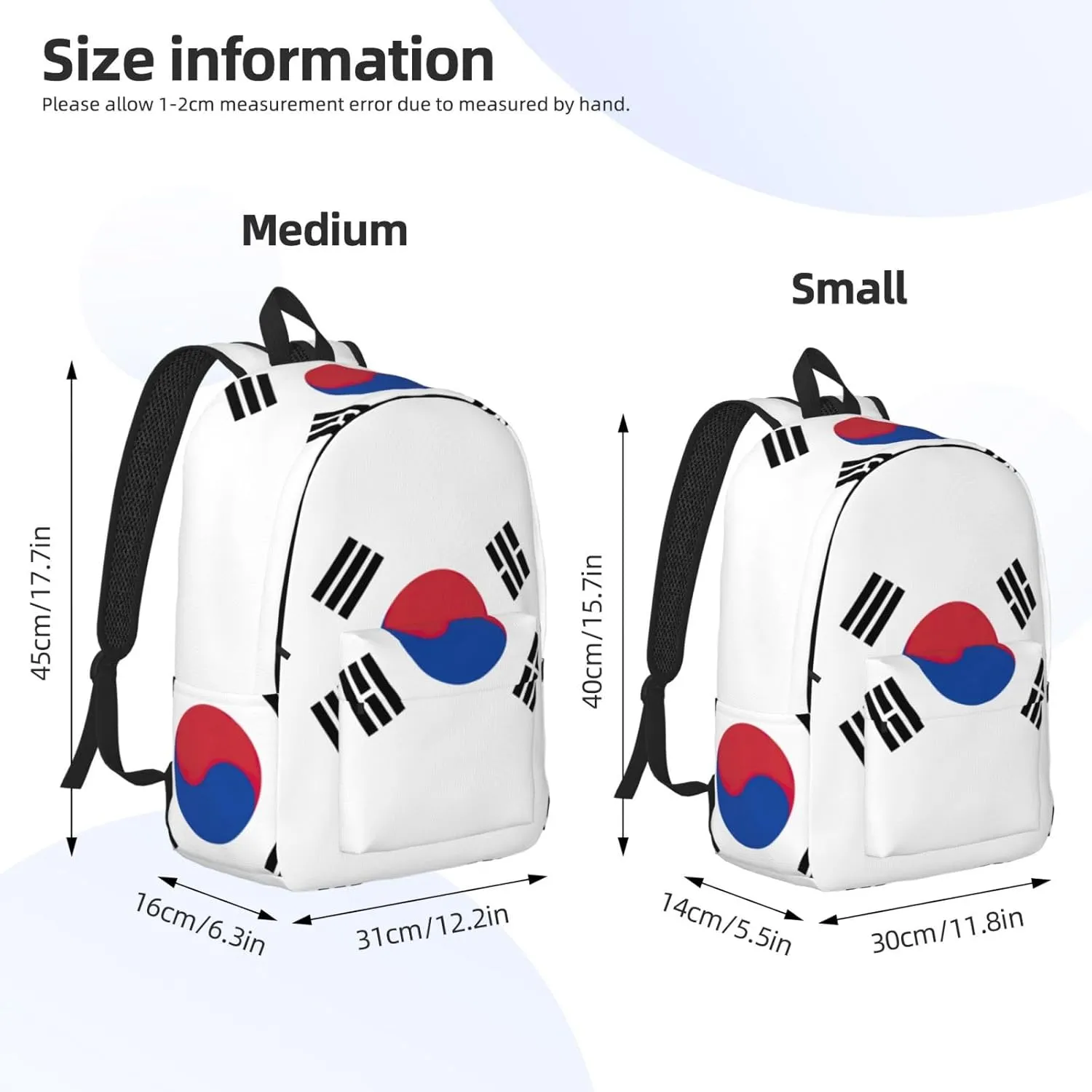 Flag of Republic of Korea print Backpack Travel Backpacks for Women Men College Backpack Computer Bag for Travel